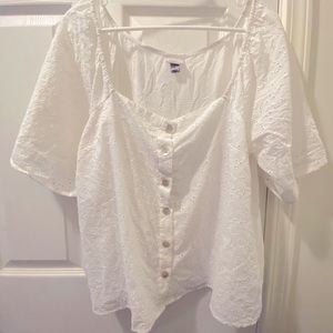 A New Day Eyelet Top with decorative buttons